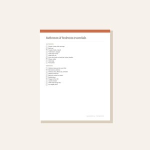 Utskrivbar checklista för första lägenheten, lista över nödvändigheter rum för rum, flyttchecklista, planerare för ny lägenhet, PDF för direktnedladdning bild 3