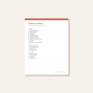 Utskrivbar checklista för första lägenheten, lista över nödvändigheter rum för rum, flyttchecklista, planerare för ny lägenhet, PDF för direktnedladdning bild 2