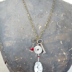 Vintage Skeleton Key and A Yen  Brass Necklace