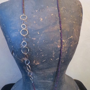 Long Garnet and Chain Necklace