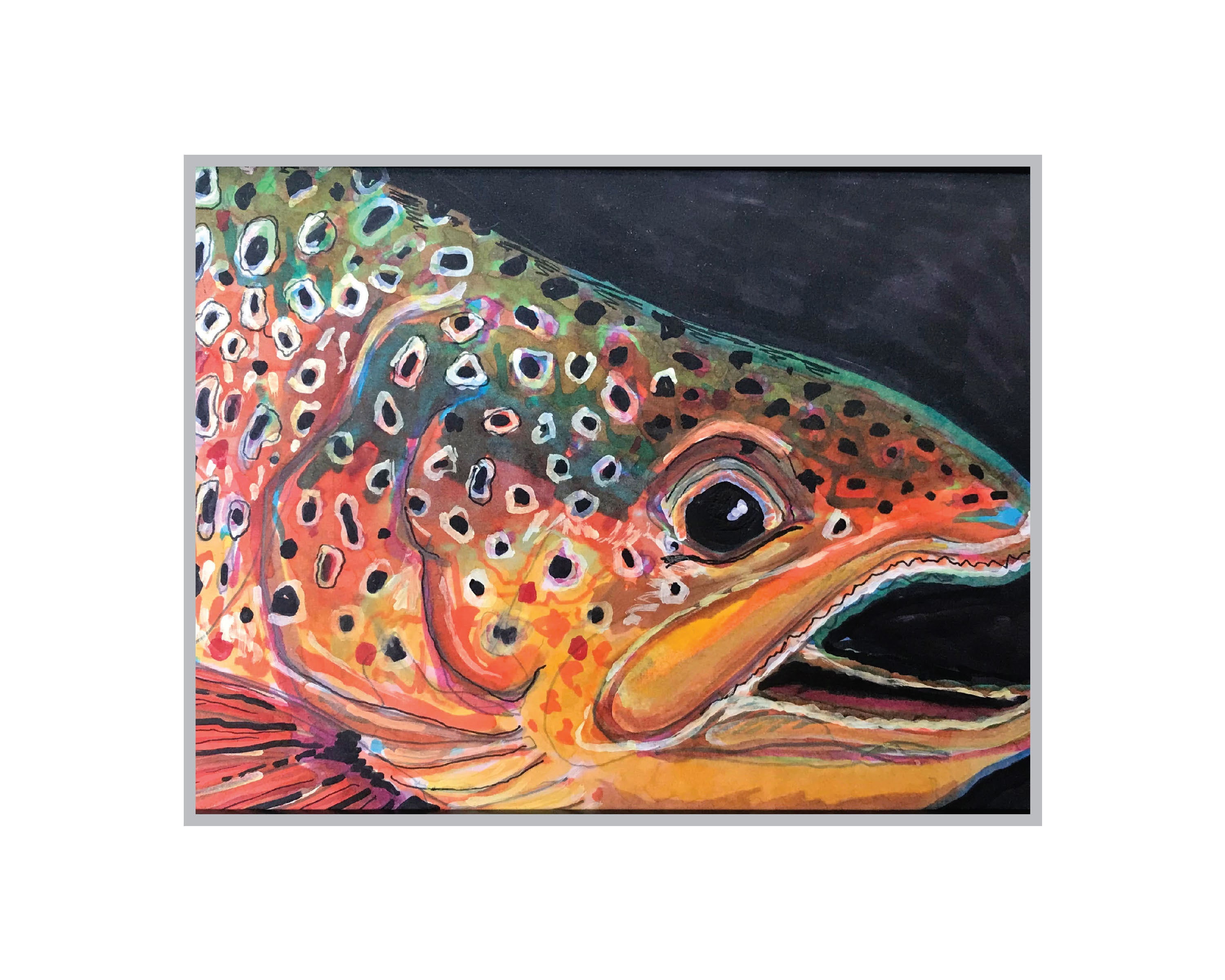Print HOOK JAW TROUT 16 X 20 Matted Etsy