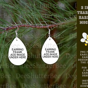 Sublimation Earring Mockup, Teardrop Earring Mockup, PNG Frame Earring Design, Transparent Background Earring Mockup, 2 inch Teardrop, Trees