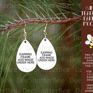 1.5 Inch Earring Mockup, Teardrop Earring Mockup, PNG Frame Earring Design Transparent Background Earring Mockup, Sublimation Teardrop Frame