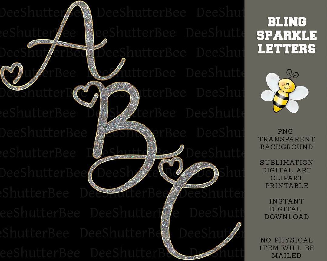 Bling Sparkly Diamond Alphabet Commercial Use Sublimation Graphic ...