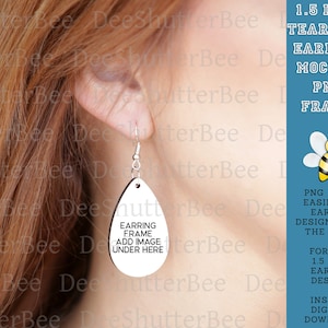Sublimation Earring Mockup 02 Teardrop Earring Mockup, PNG Frame for Earring Design Transparent Background Earring Mockup, 1.5 inch Teardrop