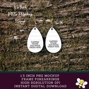 1.5 Inch Earring Mockup, Teardrop Earring Mockup, PNG Frame Earring Design Transparent Background Earring Mockup, Sublimation Teardrop Frame