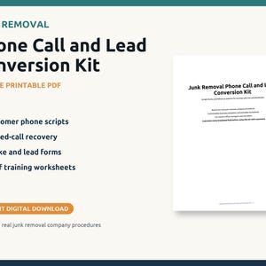 Guiones telefónicos y formularios de admisión de clientes para servicios de recogida de basura / Kit de conversión de clientes potenciales / PDF imprimible