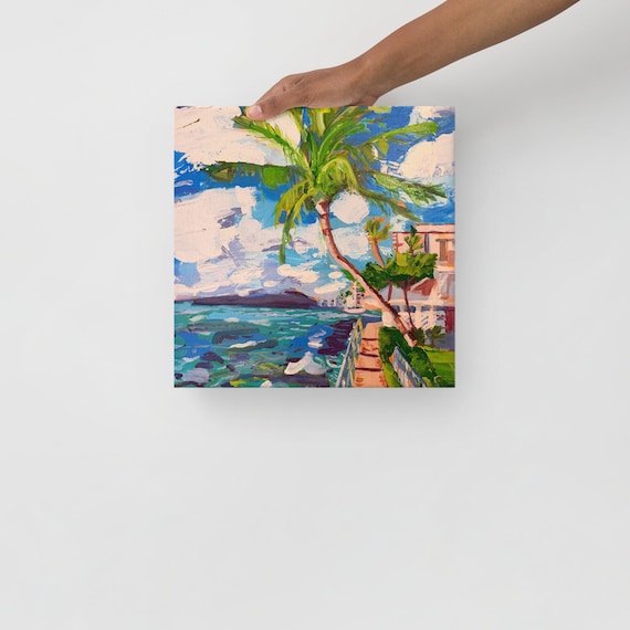 Secret Palm Tree Beach in Oahu – Thin Canvas Print