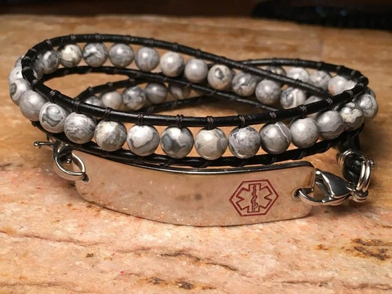 Medical ID Medical, ID, Medi, Bracelet, Beaded, Boho Wrap