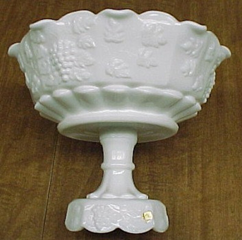 Westmoreland Milk Glass PANELED GRAPE 9 Inch Diameter Lipped Etsy