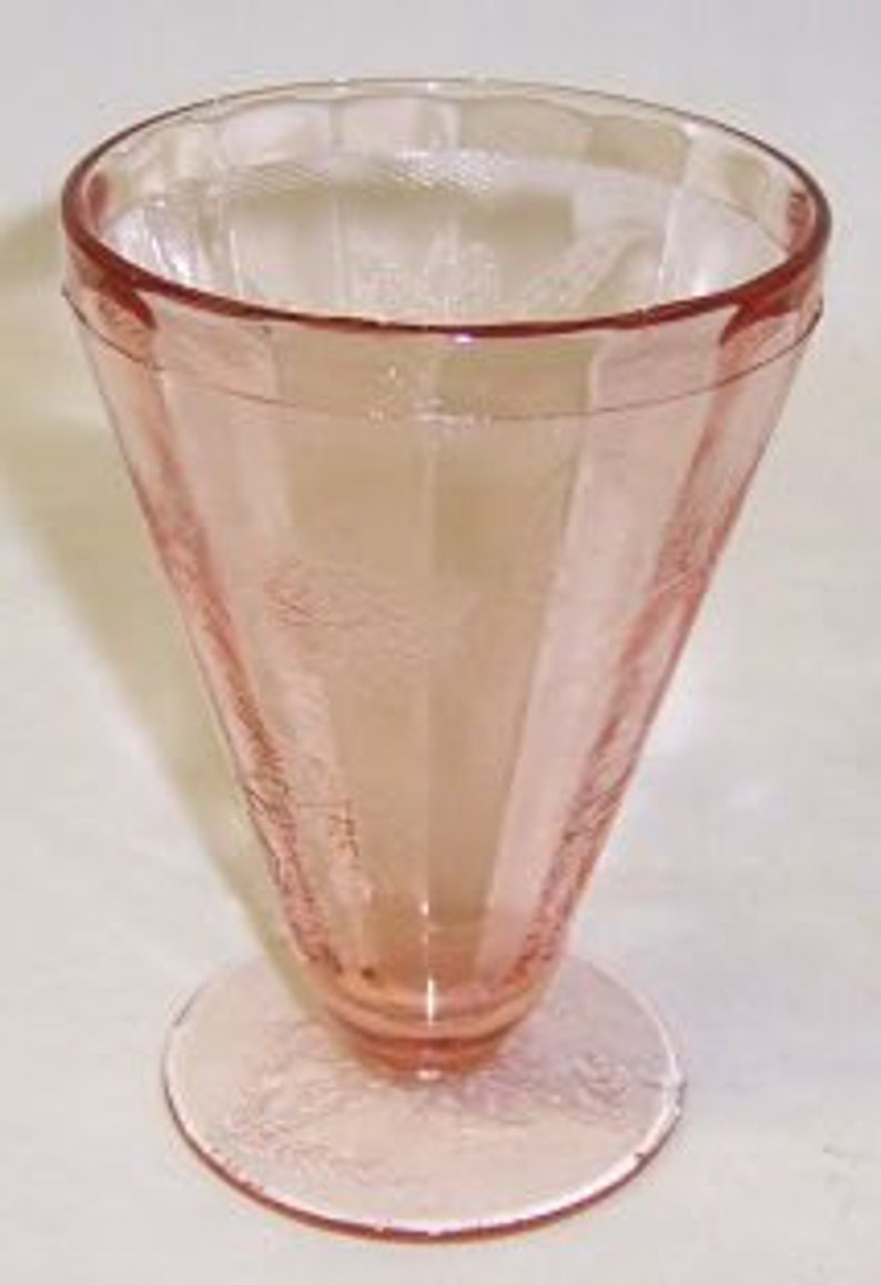 Depression Glass Pink FLORAL POINSETTIA Footed Water Etsy