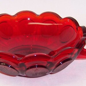 COLLECTABLE VINTAGE RUBY RED GLASS NAPPY DISH WITH 2 HANDLES FOSTORIA 