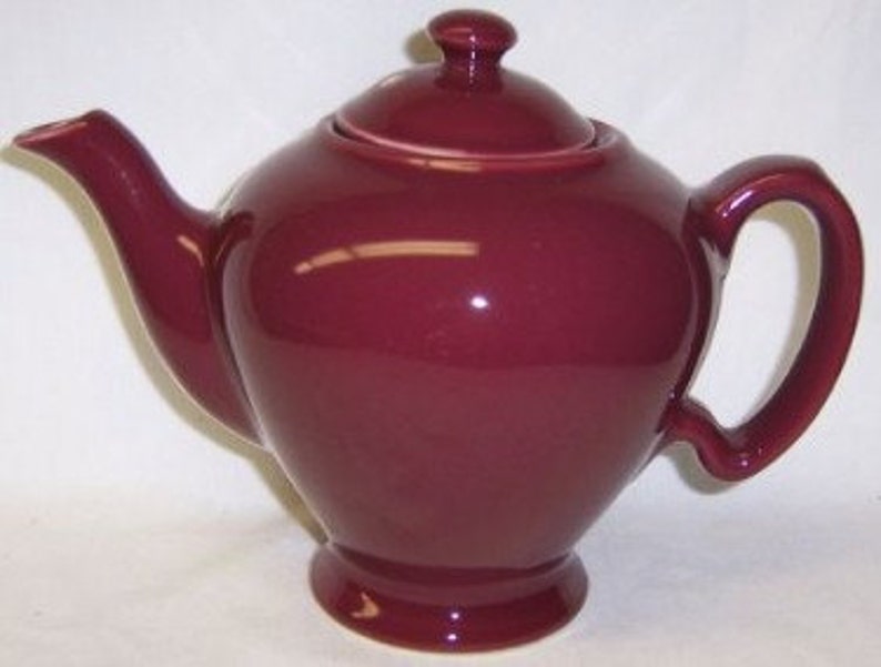 Hall China Burgundy Mccormick Teapot With Lid Baltimore MD Etsy