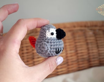 Adorable Handmade African Grey Parrot Amigurumi - Cute Crochet Stuffed Animal - Perfect Gift for Bird Lovers