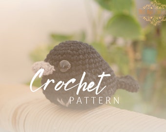 Amigurumi Crow Raven Blackbird Bird Plush Toy Stuffed Animal crochet pattern. DIY doll.  Digital file. Language: English.