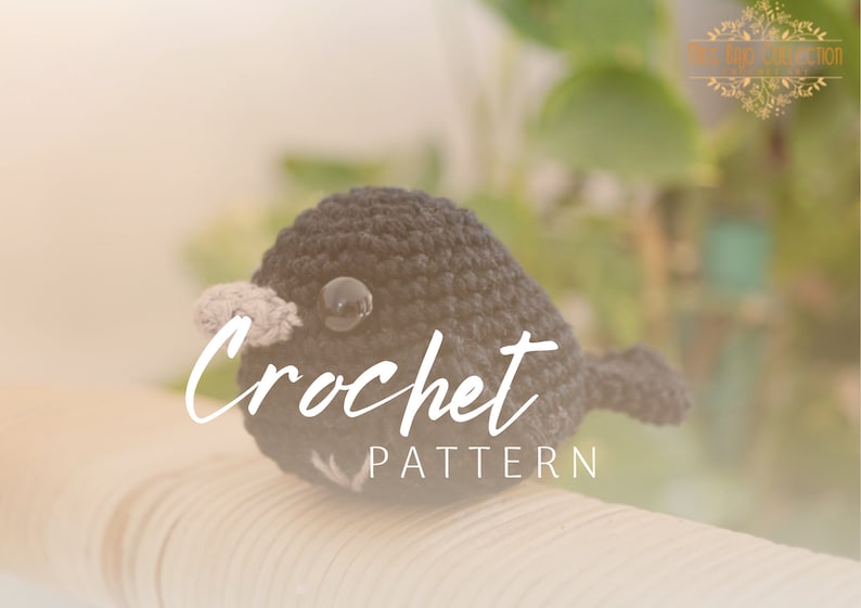 Amigurumi Crow Raven Blackbird Bird Plush Toy Stuffed Animal crochet pattern. DIY doll. Digital file. Language: English. image 1