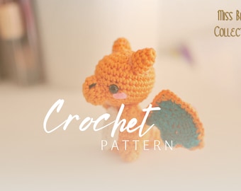 Amigurumi orange fire dragon crochet pattern. DIY Doll.  Digital file. Languages: English.