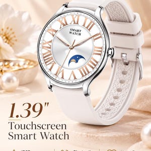 Elegant Women’s Smart Watch, Bluetooth Calling Fitness Tracker, 1.39” Touchscreen, Heart Rate Monitor, IP67 Water Resistant Watch