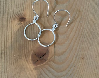 Wire Wrapped Hoop Earrings/Silver Hoop Earrings/Dangle Earrings/Wire Wrapped Jewelry