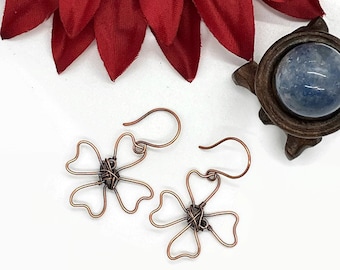 Copper Wire Wrapped Dogwood Flower Earrings/ Dogwood Jewelry/NC Jewelry/Wire Wrapped/Copper Wire