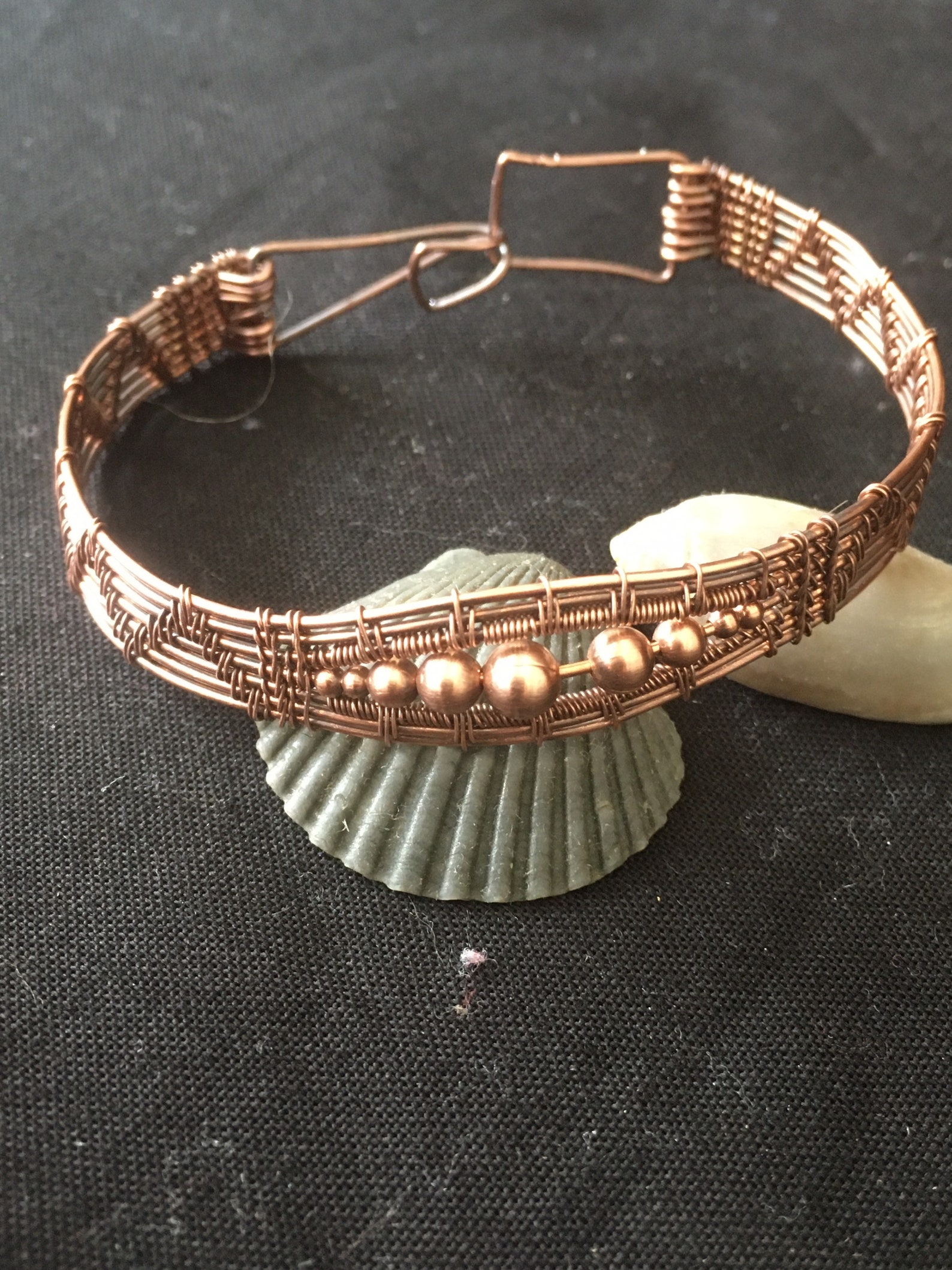 Wire Wrapped Copper Cuff Bracelet/Beaded Wire Wrapped Etsy