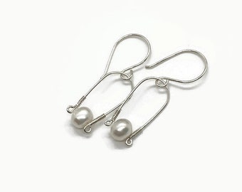 Sterling Silver Wire Wrapped Pearl Earrings: Handmade Dangle Jewelry