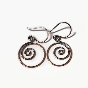 Hammered copper earrings/wire wrapped copper earrings
