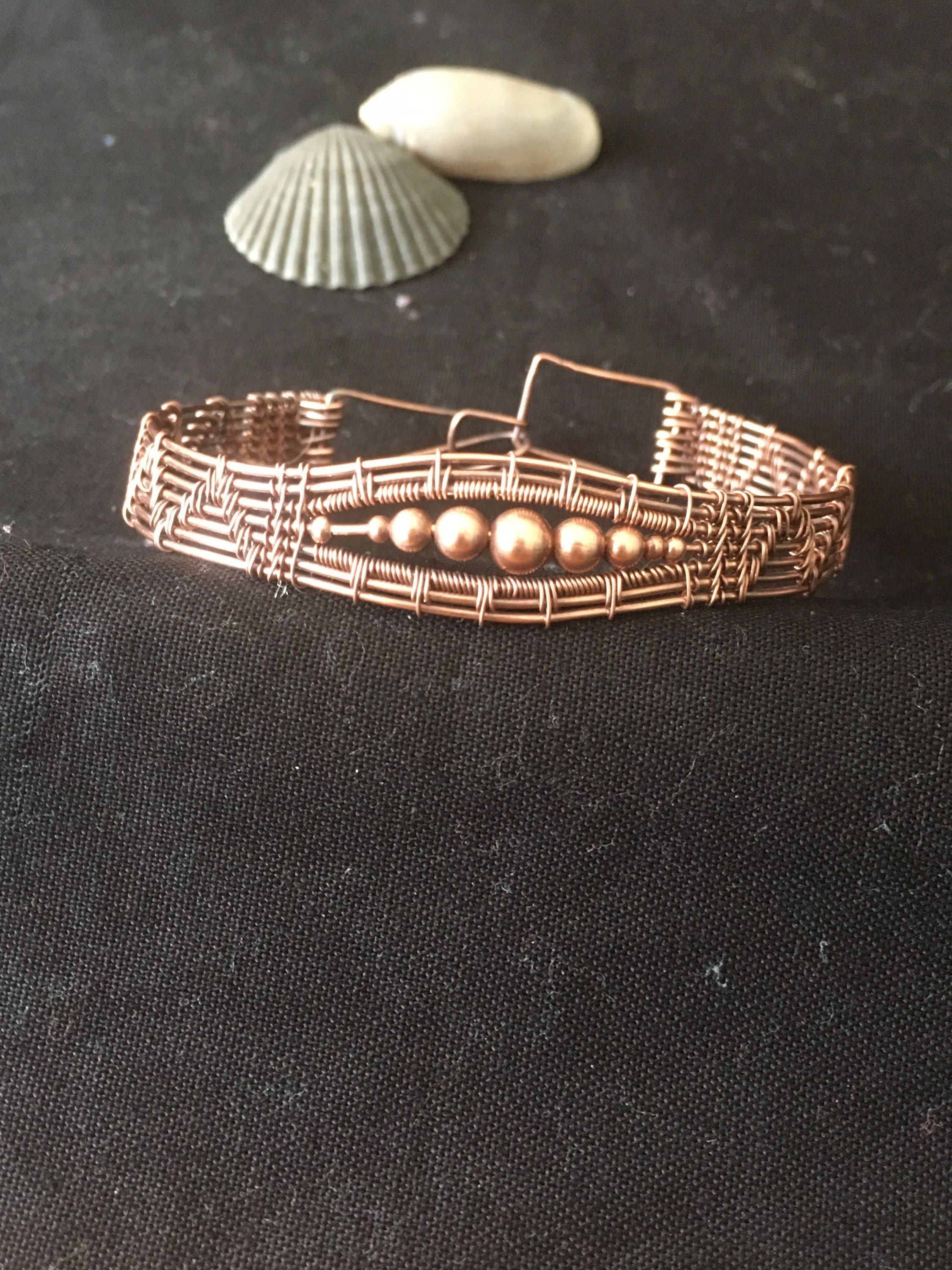 Wire Wrapped Copper Cuff Bracelet/Beaded Wire Wrapped Etsy