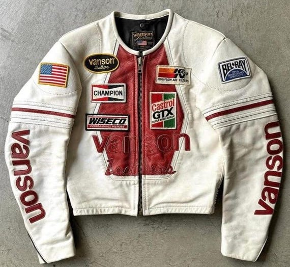 Vanson, Vanson Leather Motorcycle Riding Jacket, Genuine Cowhide Racing Biker Streetwear Moto Jacket