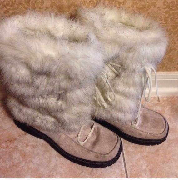 Vintage Fur Leg Warmer Boots/ 1980's Faux Fur Boot