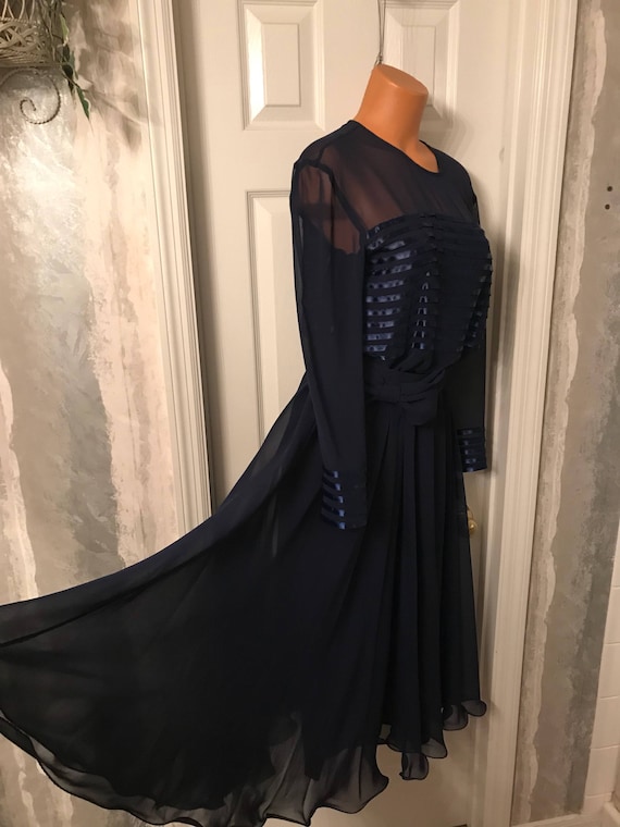 Vintage Raymond's Blue Chiffon Dress/ Ballroom Dre