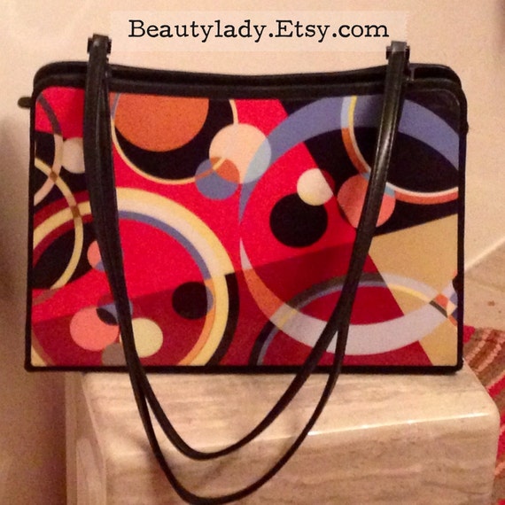 Vintage 1960's-70s Psychedelic Print Purse / Geome