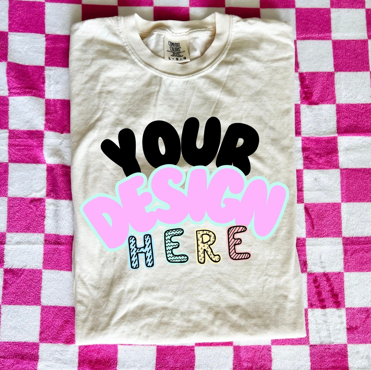 Comfort colors folded tee flat lay mock up