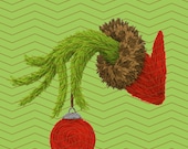 leopard beanie grinch arm ornament faux yarn shaggy textured png design Christmas