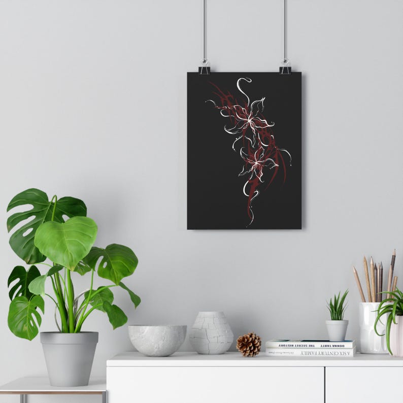 Red Celestial Sigil Wall Art, Black Gothic Printable Poster, Dark ...