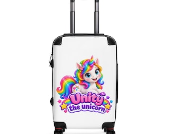 Unity the Unicorn suitcase | Rainbow unicorn kids travel luggage