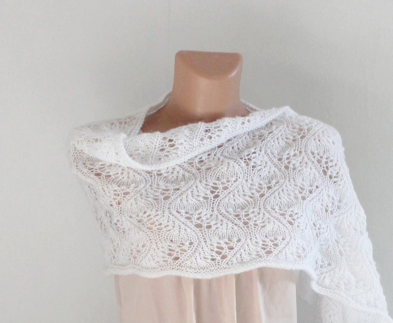 White Knit Shawl Bridal Shawl Wedding Shawl Fine Lace Etsy