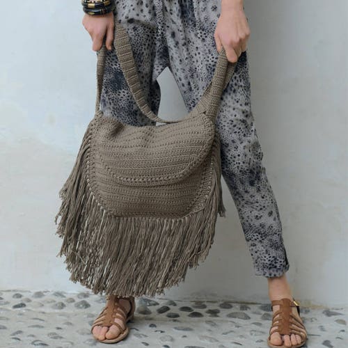 BOHO Fringe Bag Fringe Crochet Bag Festival Bag Halfmoon Etsy