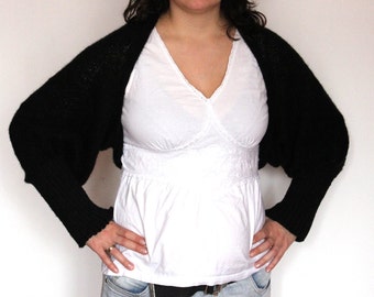 Lightweight Angora Knitted Shrug, Knit Shoulder Wrap