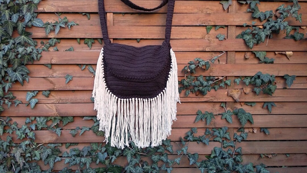 BOHO Fringe Bag Fringe Crochet Bag Festival Bag Halfmoon Etsy