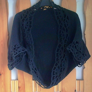 Black Knit Shrug, Black Knit Bolero, Black Knit  sleeves, Sizes XS to Plus Sizes