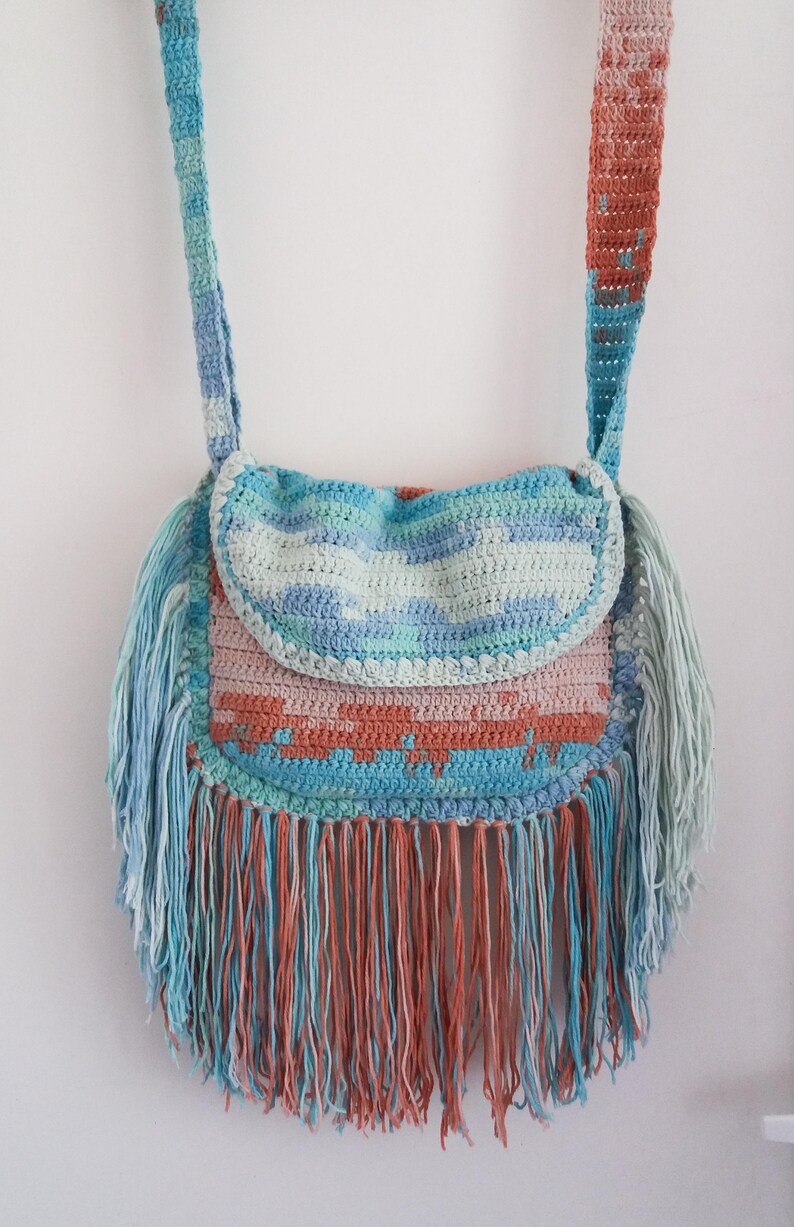 BOHO Fringe Bag Fringe Crochet Bag Festival Bag Halfmoon Etsy UK