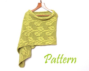 Climbing Vines Shawl Knitting PDF Pattern, Shoulder Wrap Leafy Lace Pattern