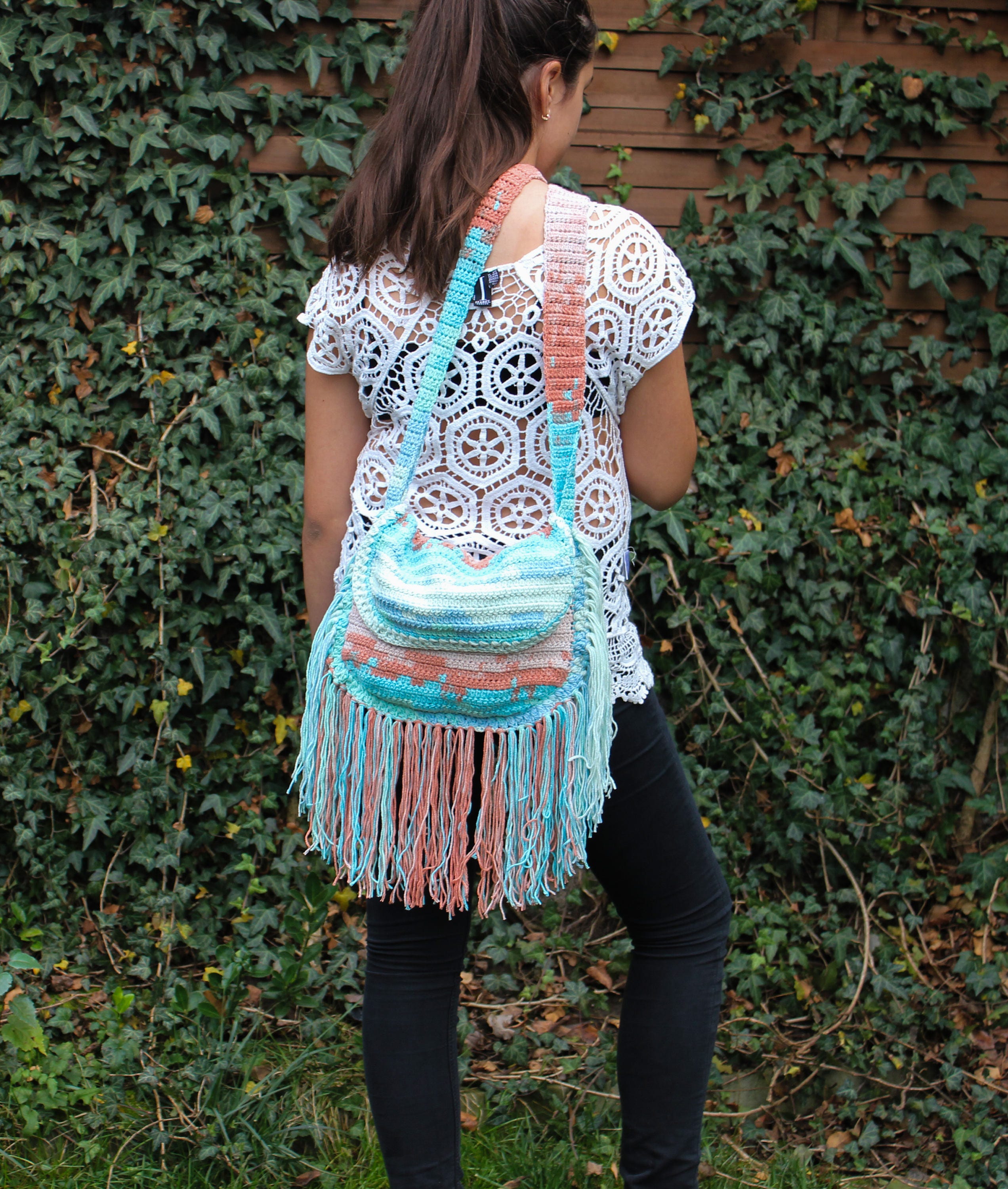 BOHO Fringe Bag Fringe Crochet Bag Festival Bag Halfmoon Etsy