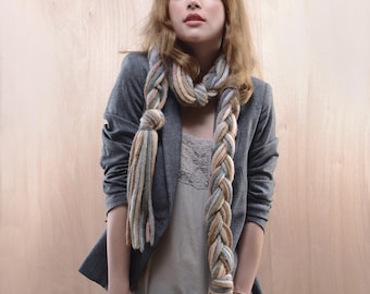 GIFT for HER: Long Braided Angora Scarf