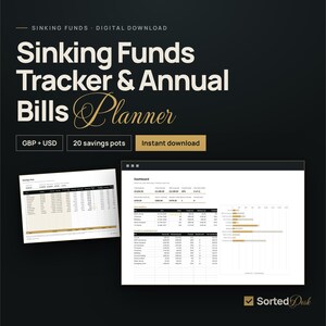 Sinking Funds Tracker Spreadsheet | 20 Savings Pots, Annual Bills, Monthly Set-Aside | Google Sheets & Excel