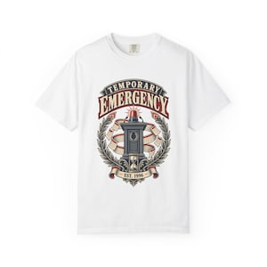 Temporary Emergency Graphic T-Shirt | Vintage Alarm Lantern Crest