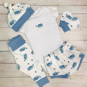 Organic Coming Home  Blue Whale Baby Clothes, Nature Ocean Nautical Baby Leggings Bummies