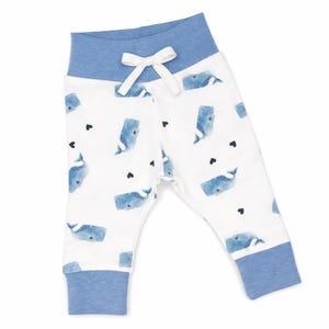 Organic Whale Baby Coming Home Outfit-Handmade Newborn Gift Set-Blue Ocean Baby Clothes-Organic Cotton Bodysuit &Leggings-Baby Shower Gift Leggings Only