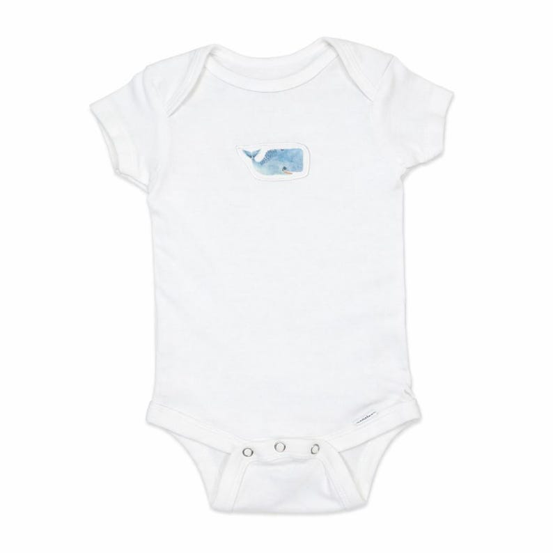 Organic Whale Baby Coming Home Outfit-Handmade Newborn Gift Set-Blue Ocean Baby Clothes-Organic Cotton Bodysuit &Leggings-Baby Shower Gift Bodysuit Only